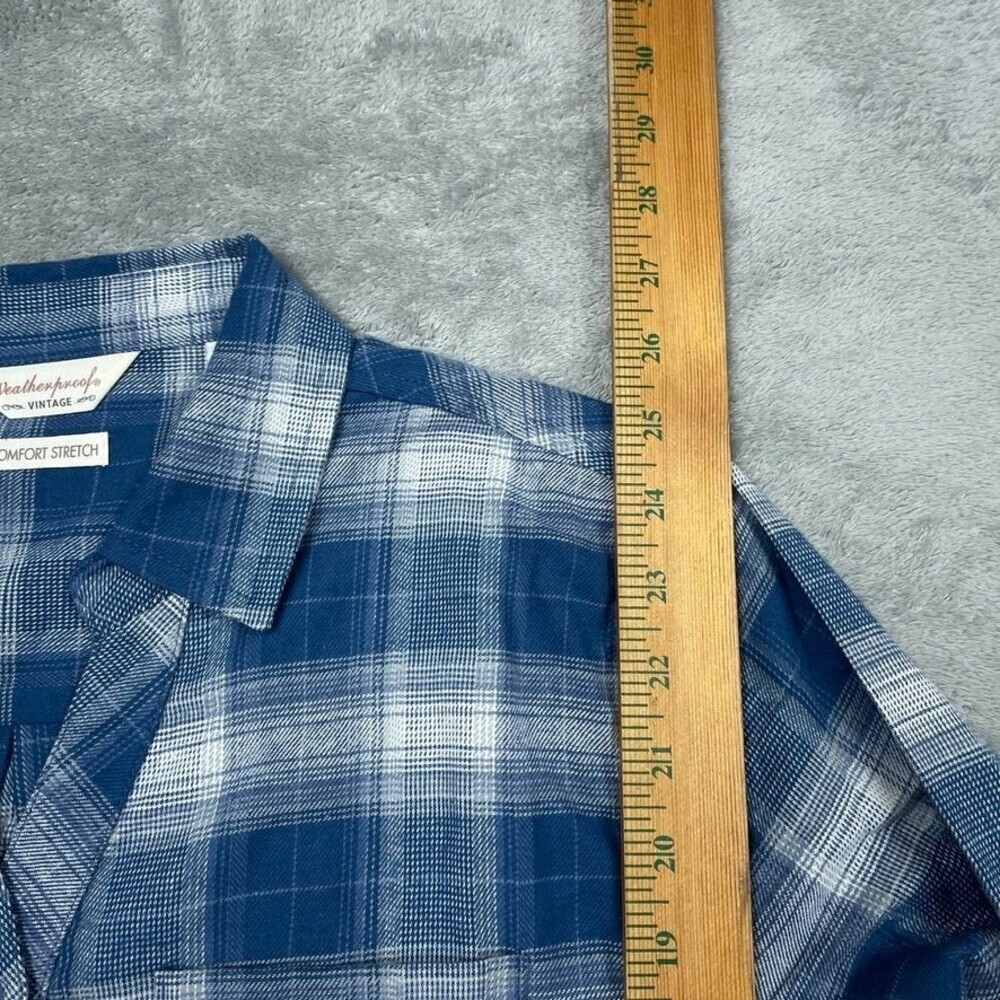 Weatherproof Vintage Blue Plaid Comfort Stretch Shirt Size S d0021 - Picture 13 of 15